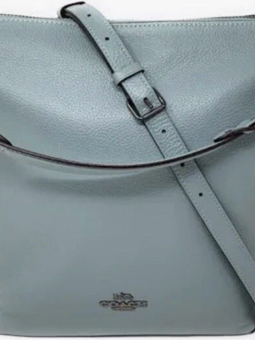 Coach Pebbled Leather Abby Bag In Soft Blue-Grey